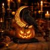 Halloween Party Tischdekoration Kürbis Drachen Statue, LED Leuchtende Harzfigur Beleuchtete Schreibtisch Nachtlampe mit Warmem Licht, Gruselige Fantasy Schreibtisch