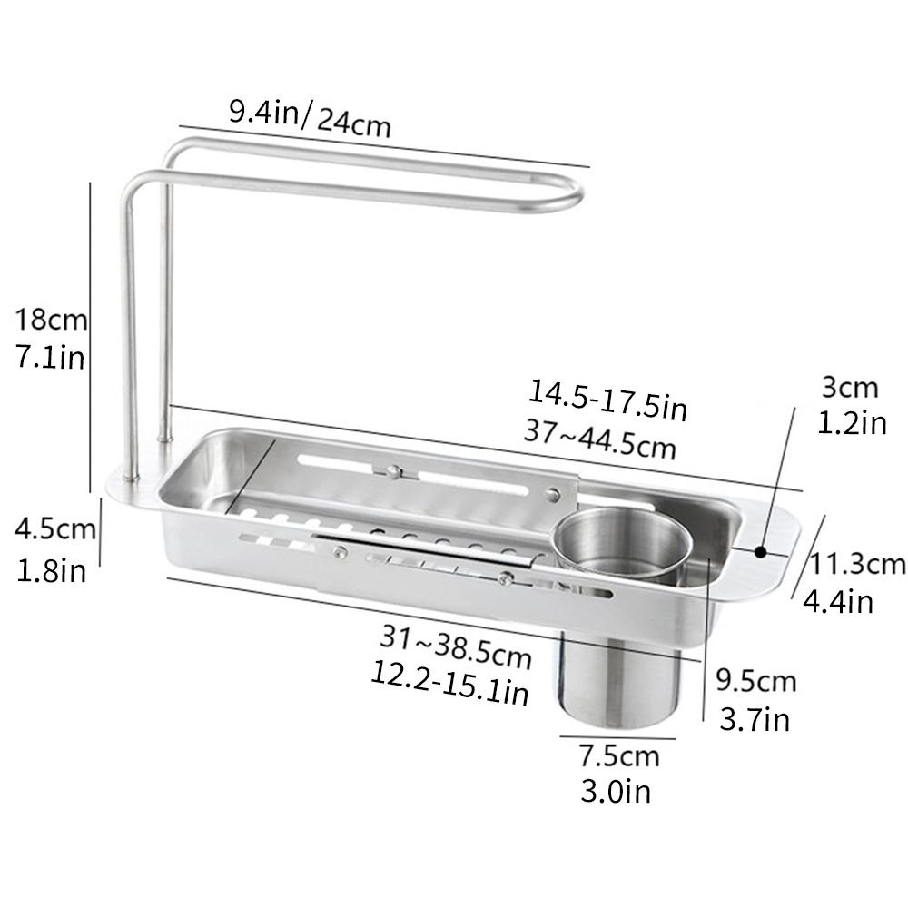 

1pc Telescopic drain rack, kitchen sink, dishcloths, dishwashing sponges, storage, multifunctional shelf