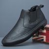 Autumn High-top Leather Shoes Men's Casual One-pedal Medium Tube Fashion British Foot Cover Breathable Board Shoes Winter Warm Cotton Shoes