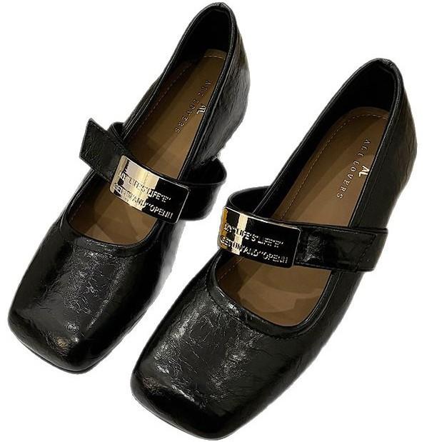 Fashion Shallow Single Shoes Women's Summer Retro French Evening Breeze Word with Inner Height Increase Mary Jane Shoes Women's Grandma Shoes