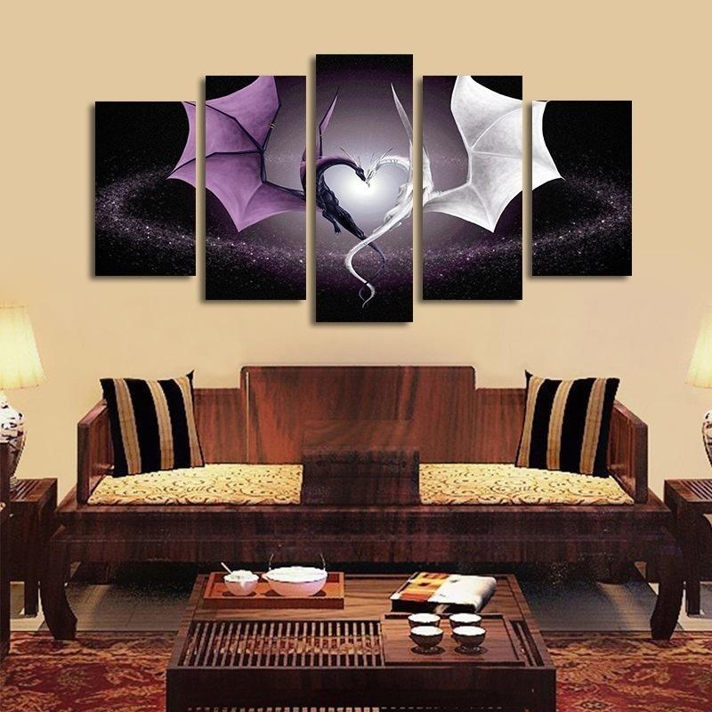 

Фантастический западный постер с драконом, 5 шт., современный домашний Настенный декор, холст, картина, HD печать, живопись на холсте для гостиной 20x35cm*2 20x45cm*2 20x55cm*1