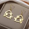 My Shape Hummingbird Birds Flower Drop Earrings for Women Stainless Steel Animal Dangle Earring Ear Accessories Jewelry Gifts