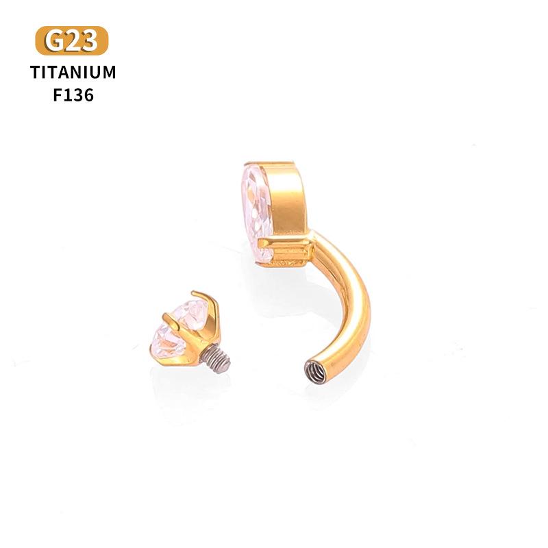 Trendy G23 Titanium Zirconia Curved Barbell Navel Ring