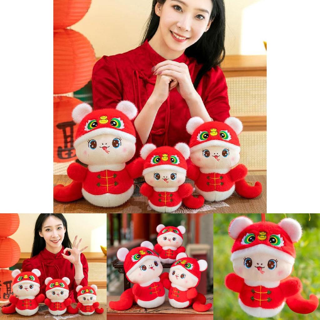 Entzückendes Plüschtier Rote Tigerkopfschlange 2025 Tierkreis Schlange Jahresmaskottchen Geschenk