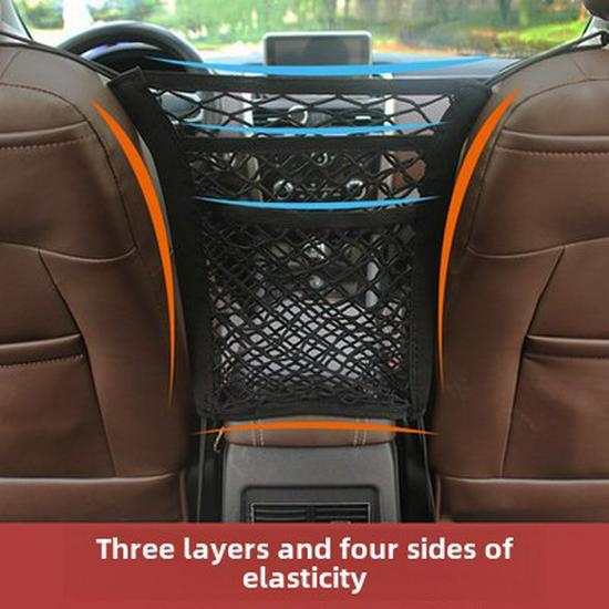 Organizator universal de buzunar cu plasă de depozitare pentru mașină, cu două straturi, pentru provizii auto, geantă de depozitare pentru scaune