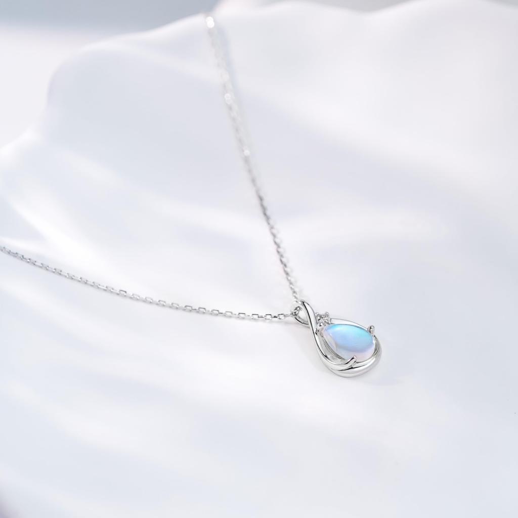 Moonstone Necklace for June Birthstone Silver Birthday Gift [FH.bird] Women, Popular, [Love Stone], 925, Hypoallergenic, Rust-Proof Necklace, Simple,