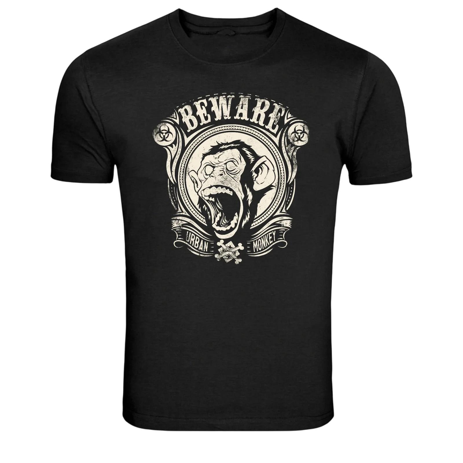 Beware Urban Monkey Angry Ape Graphic T-Shirt S