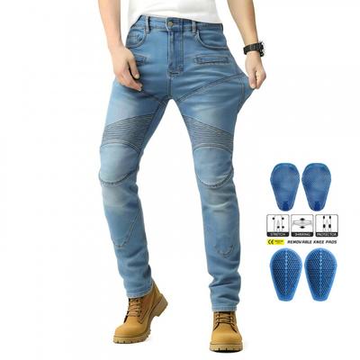 Motorcycle Riding Jeans Men Women - Protective Crash Pants With Silicone Padding Lightweight Cotton Blend Slim