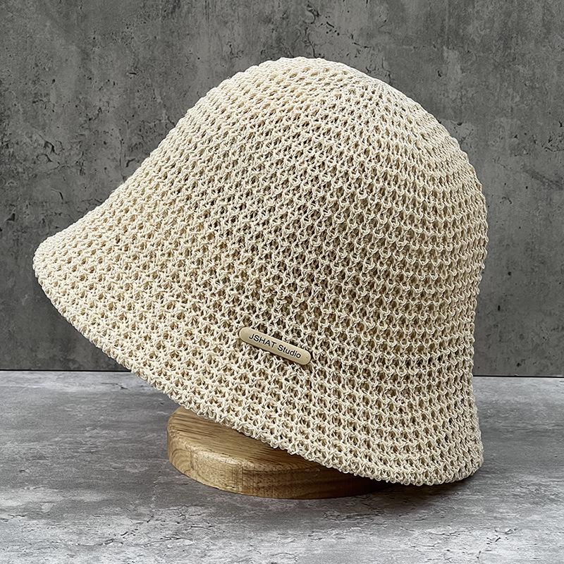 Japanese Hollow Sunscreen Bucket Hat Women'S Summer Outdoor Versatile Sun Hat Knitted Breathable Bucket Basin Hat Shows Small Face