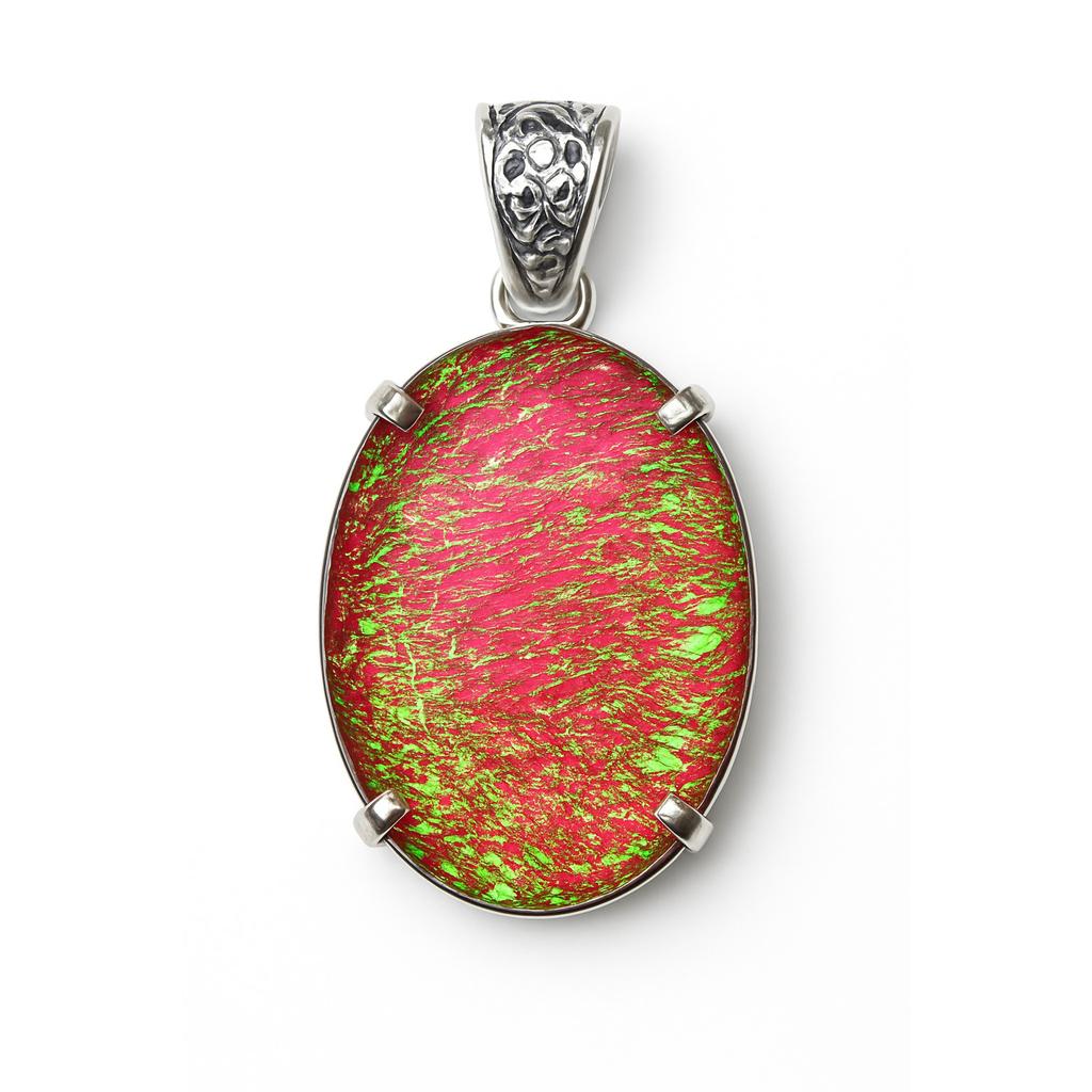 Lab Created Monarch 77.85Ct 925 Sterling Silver Opal Gemstone Pendant Certified