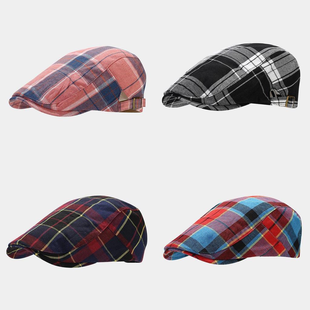 Classic Plaid Beret Hat For Women Men With Sun Protection Cotton Spring Summer Fashion Accessory