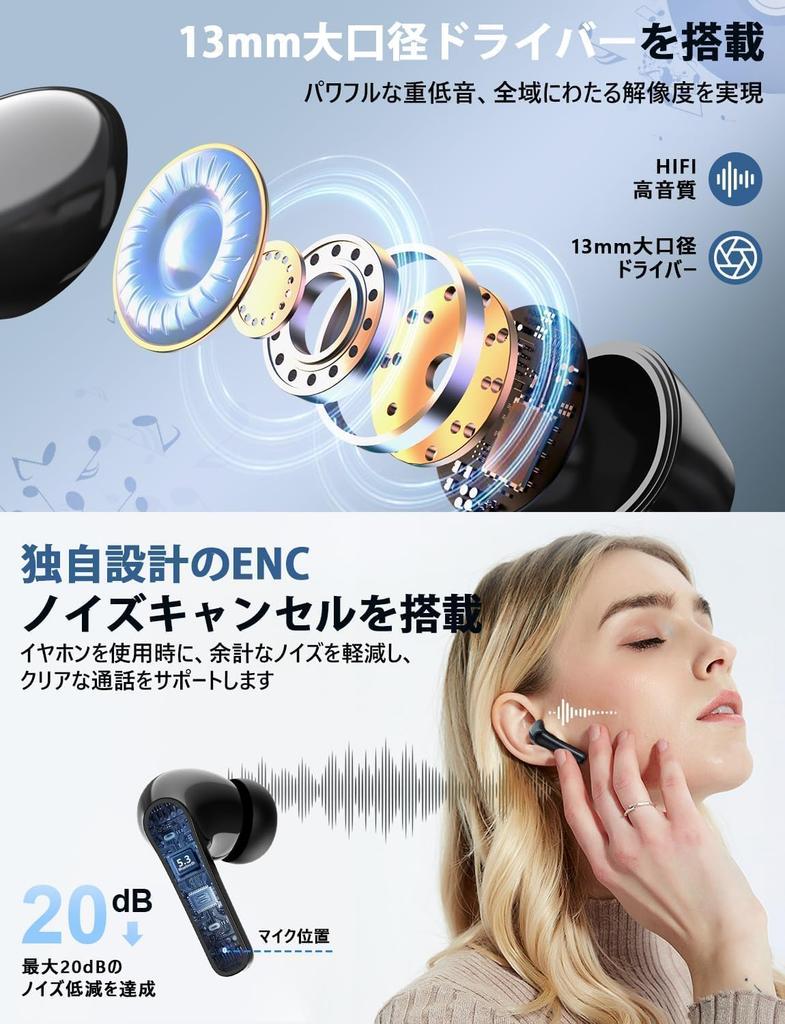 New Bluetooth Wireless Earphones Earphones Bluetooth Bluetooth Earphones Noise Canceling Automatic Pairing Commuting School Business Trip [2024 5.3