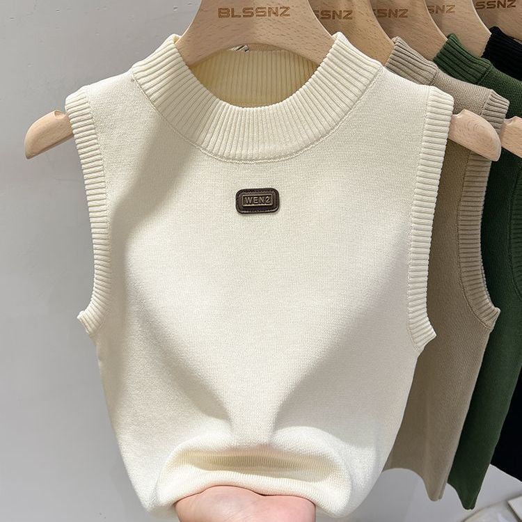 Slim Fitted Turtleneck Knitted Camisole Tank Top Women's Designed Base Layer Inner Wear Sleeveless Top Women's Summer