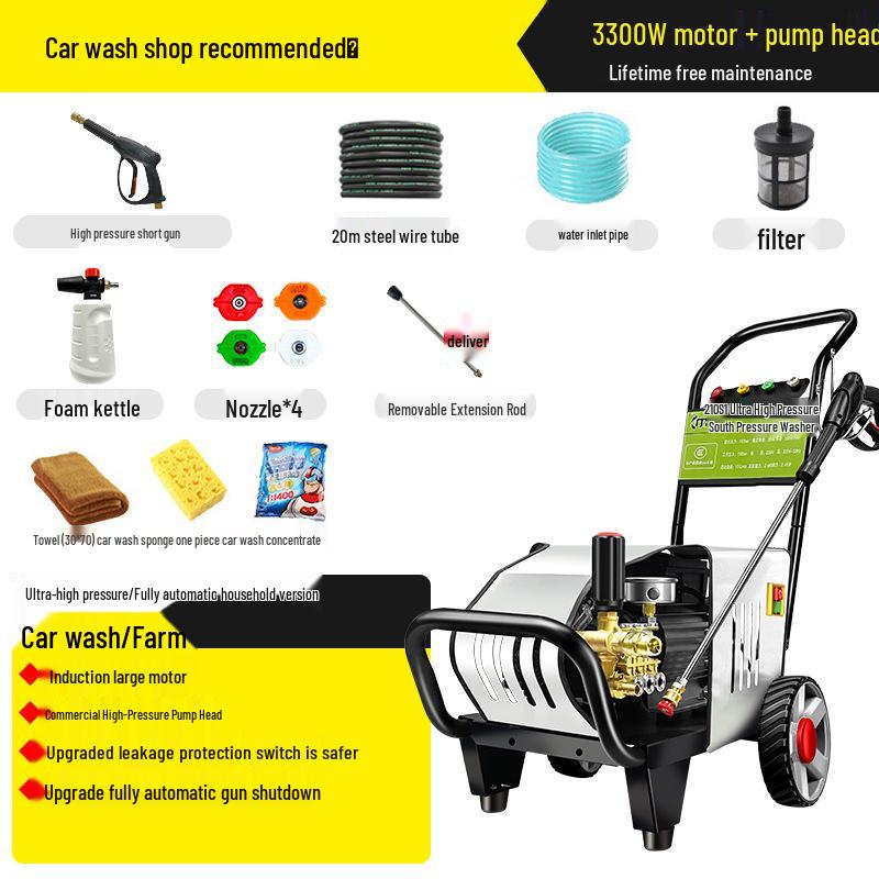Black Cat 220V High-Pressure Car Washer: Powerful Commercial & Household Automatic Cleaning Machine with Water Gun