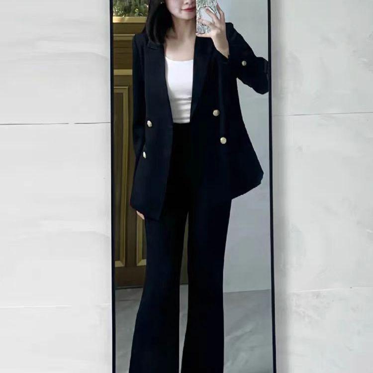 Slimming Black Two-Piece Suit for Women: Professional Spring/Autumn Wear