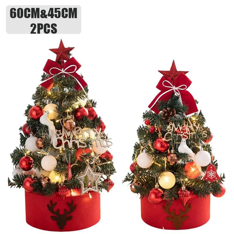 45/60cm Artificial Christmas Tree Home Bedroom Party Decorations Tabletop Xmas Tree for Holiday New Year Kids DIY Gift Ornament
