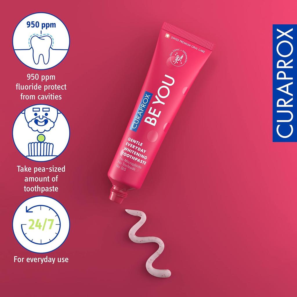 Curaprox Be You Gentle Whitening Toothpaste For Daily Freshness With Gin And Tonic Flavour 60 ml Pack Of 1 Care