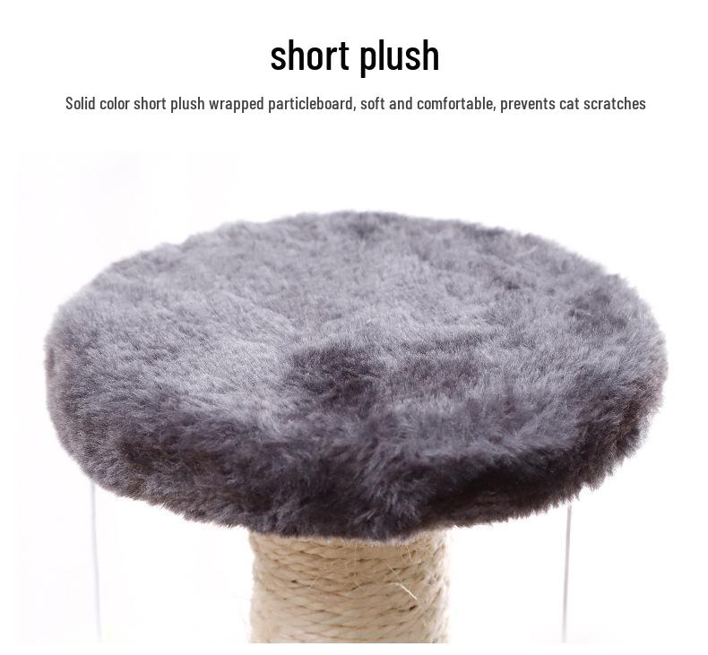 Sisal Cat Tree & Scratching Post: Double-Layer Platform, Wear-Resistant, No Shedding, Entertaining Toy for Bored Kittens.