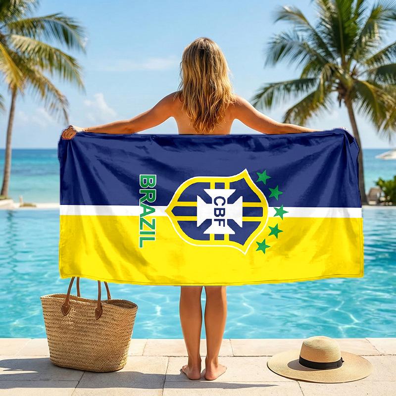 Brasilien Nationalmannschaft Strandtuch Weiches Mikrofaser Sommerhandtuch Schnelltrocknend Saugfähiges Handtuch für Strand Schwimmbad Reisen