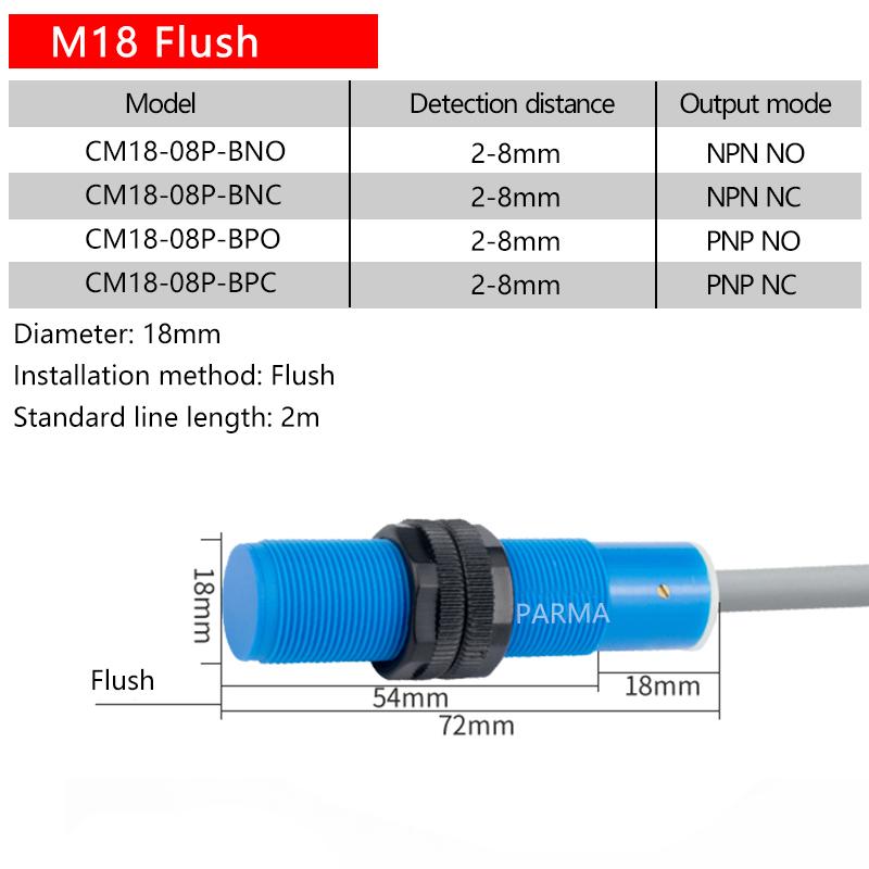 M18 Capacitive Proximity Switch Sensor - Non-metal Detection Switch - Level/Leveling/Stock Sensor