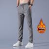 Men's Fleece-Lined Casual Business Pants - Plus Size, Thick, Autumn/Winter Fashion