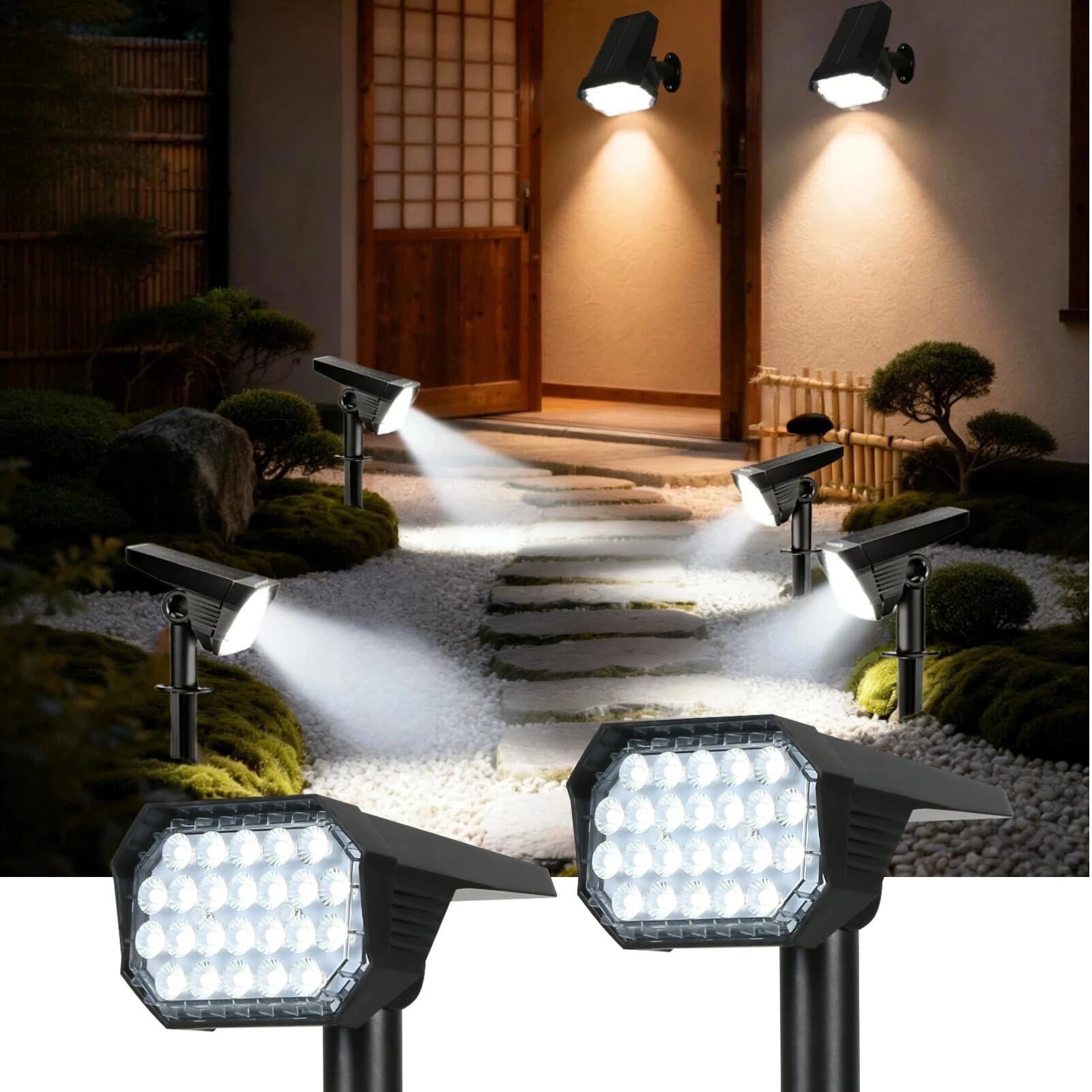 

Solar Light, Outdoor, Waterproof, Garden Light, High Brightness 600 Lumens, Monocrystalline Solar Panel, IP65, Light Sensor, Automatic OnOff, Wall