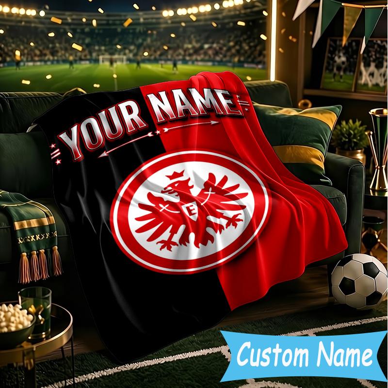 Individuelle Personalisierte Decke Frankfurt Fußball Weiche Wohndecke, Geeignet für Familie und Freunde, Sofadecke, Heimdekoration Weihnachtsgeschenk