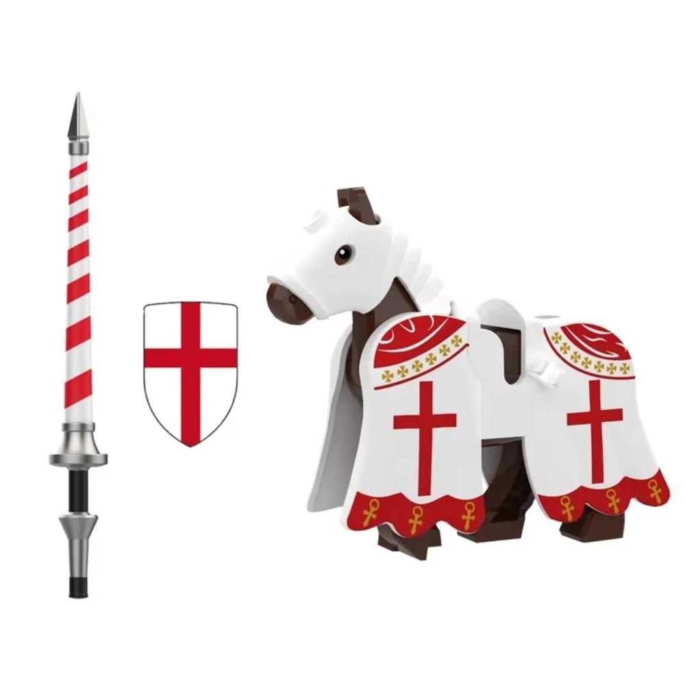 Mittelalterliche Burgsoldaten Actionfiguren Baustein Drache Anime Ritter Zubehör Kriegspferd Miliz Helm Schild Spielzeug Geschenk B15