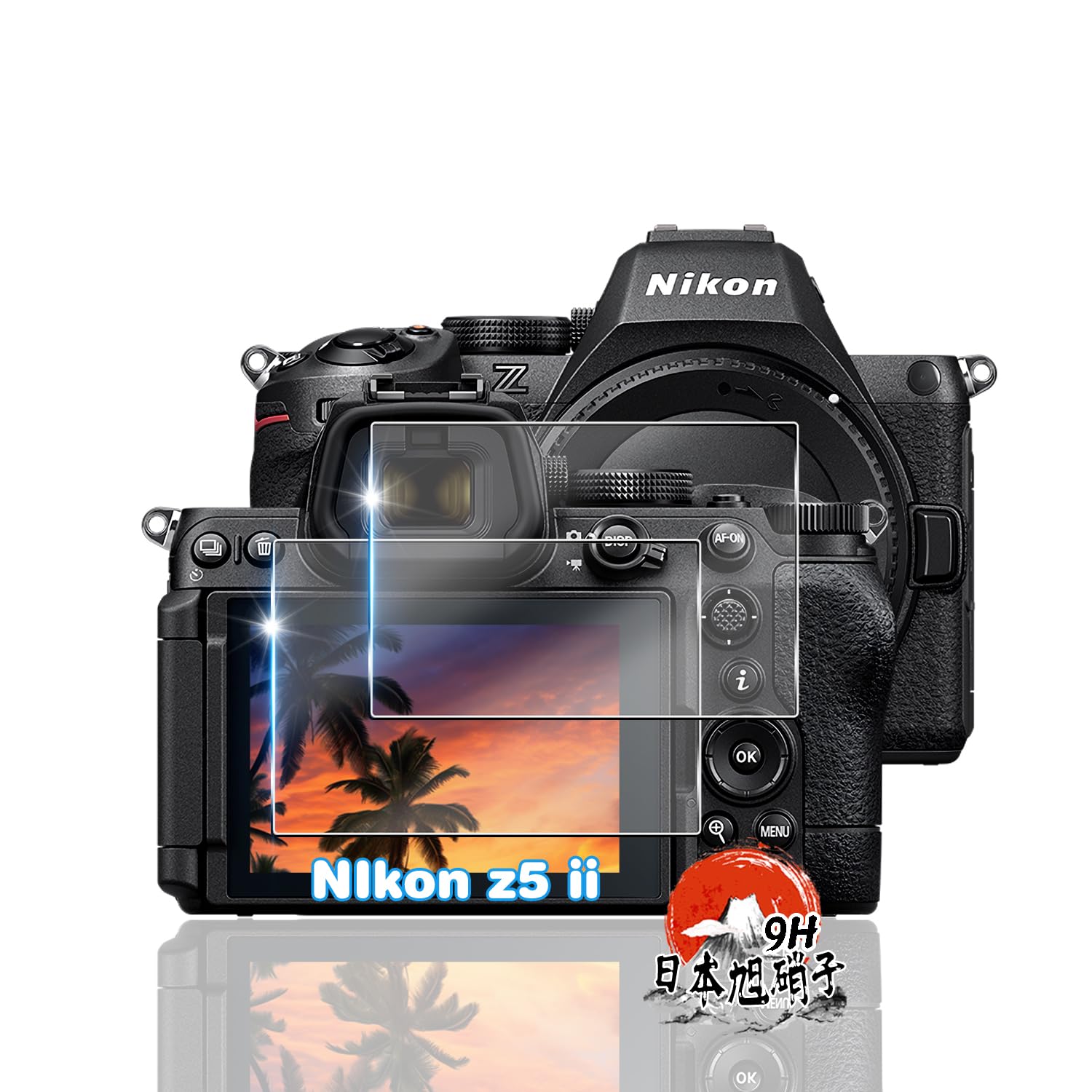 

Two Glass Screen Protectors for Nikon Z5 II in Japan with AGC Asahi Glass Full Impact 9H High Automatic Fingerprint and Dirt Easy Interfere with Case