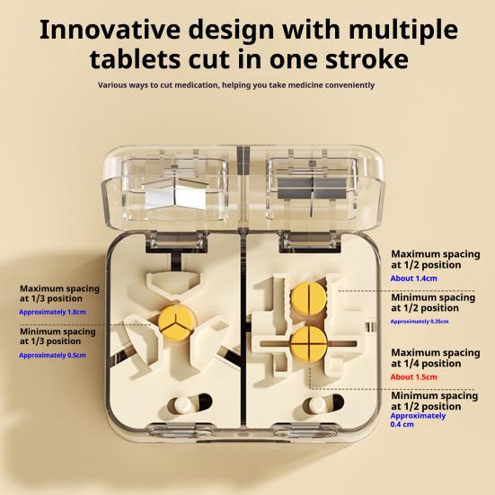 Multi-purpose Pill Cutter with Storage Compartment Double Layers Pill Splitter