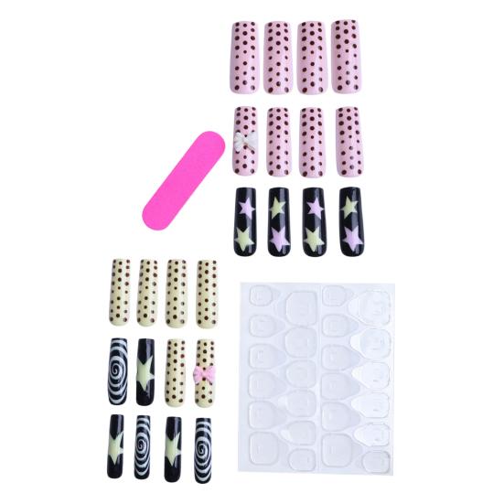 1 Conjunto de Unhas Postiças Femininas com Cola Amêndoa Ponta Francesa Unhas Falsas Adesivas Reutilizáveis Cobertura Total Cola em Unhas Postiças Decoração