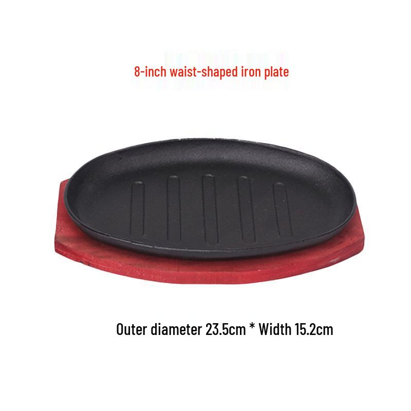 Commercial Cast Iron Round Griddle Pan for BBQ and Gas Grill - Rectangular Steak Plate
