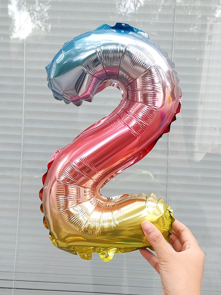 16-tums Regnbågsfärgad Sifferballong för Baby's Första Födelsedag eller Jubileumsfirande Dekorationer