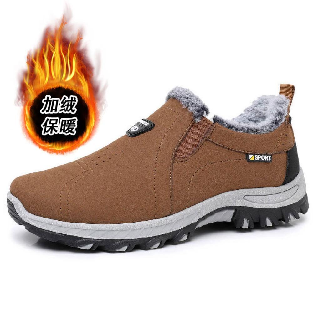 New Winter Plush Thick Men's Shoes Warm Snow Boots Outdoor Mountaineering Men's Wear Resistant Warm Cotton Shoes