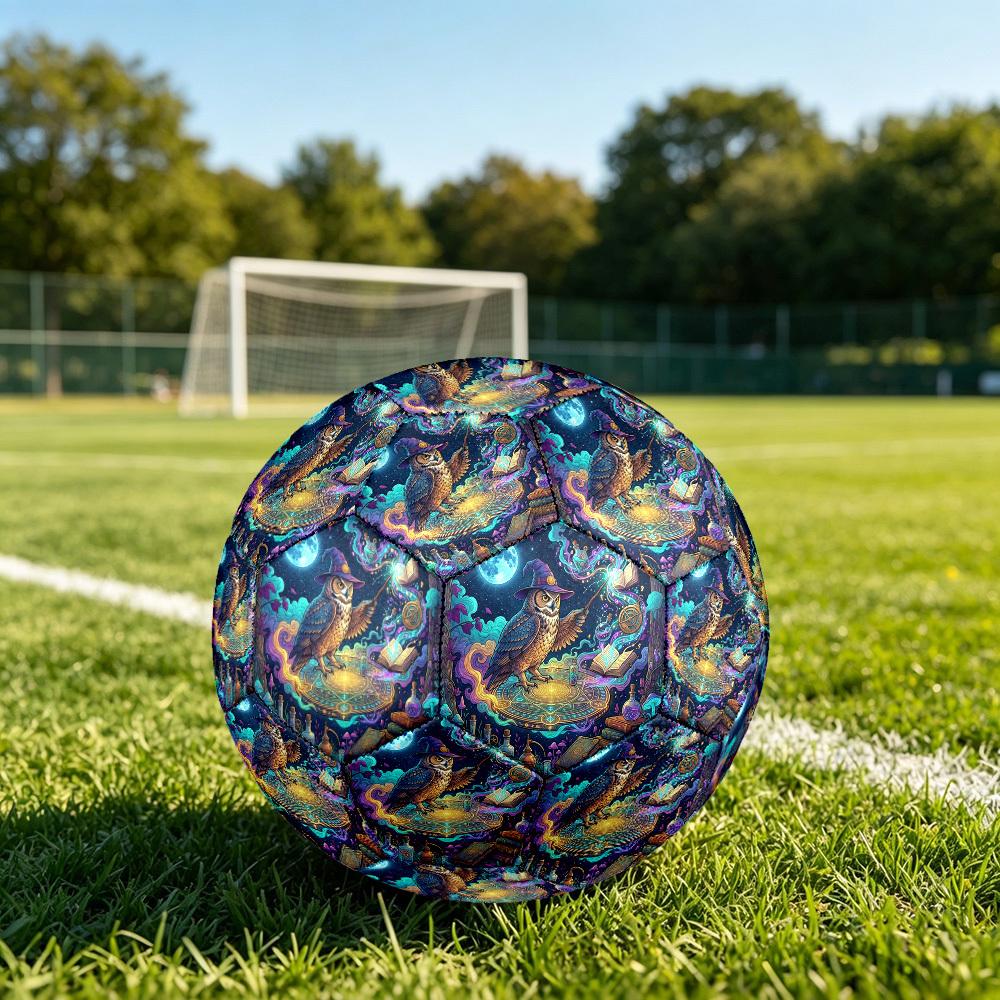 1pc Magical Owl Night Theme Soccer Ball Football, Size 5, Lightweight PVC, Outdoor Training Soccer Ball,Sports Gift t61435