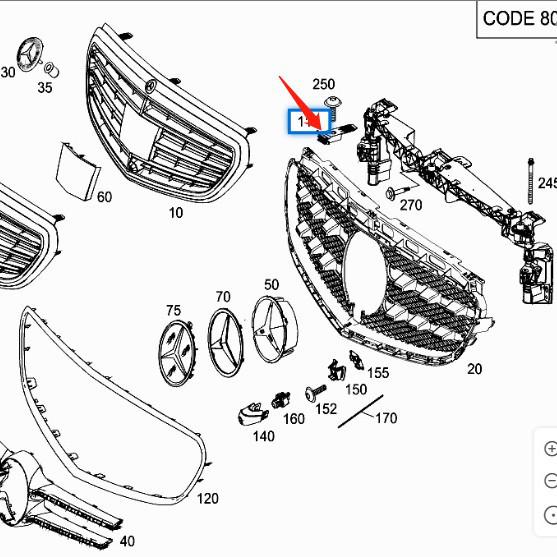 Grille Bracket for Mercedes-Benz W212 E200 E300 (2128855414, 2128855514)