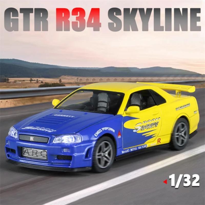 1/32 GTR R34 SKYLINE Fast Alloy Simulation Car Model Diecasts & Toy Vehicles and Furious Cars Decoration Toys for Children Boy