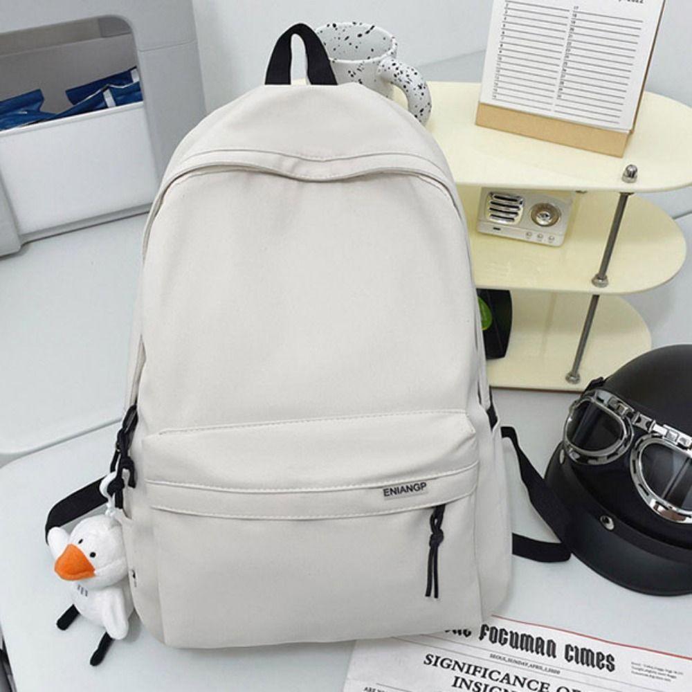 Large Capacity Backpack Casual Look Teenage Nylon Book Bag Portable Students Schoolbag School Use