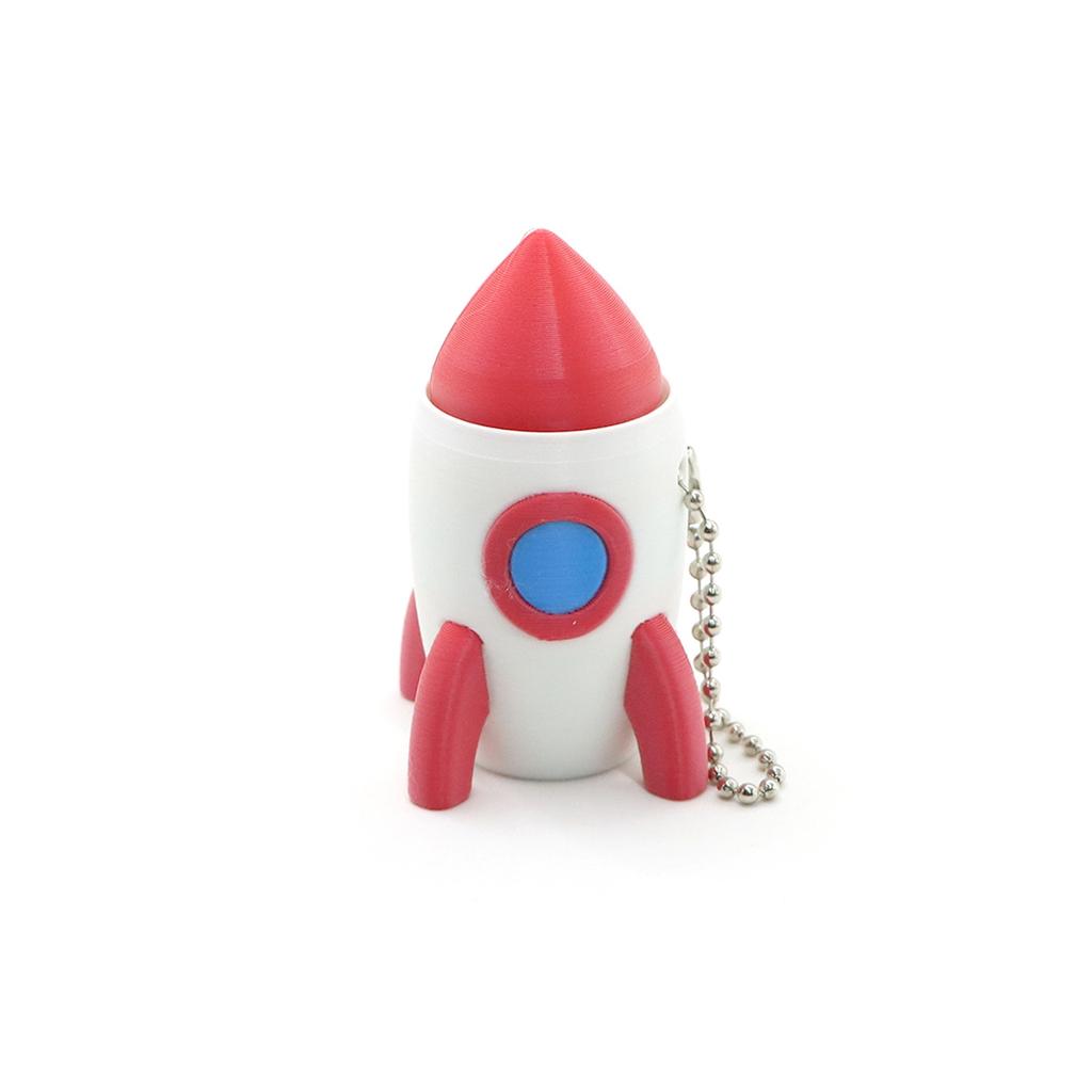 3D Printed Rocket Shaped Keychain Stress Relief Toy Durable Soft Material Portable Key Ring Fidget Toy for Anxiety and Focus