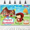 Cartoon Little Red Riding Hood Backdrop Girl Birthday Decorations Party Supplies Baby Shower Banner Photo Shoot Props Kids Gifts