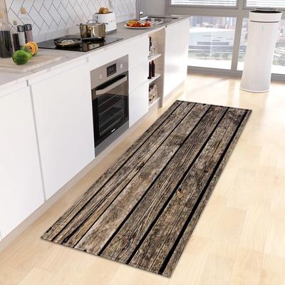 Vintage Wooden Kitchen Floor Mats Anti Slip Absorbent Carpet Modern Simple Household Rugs Home Decoration