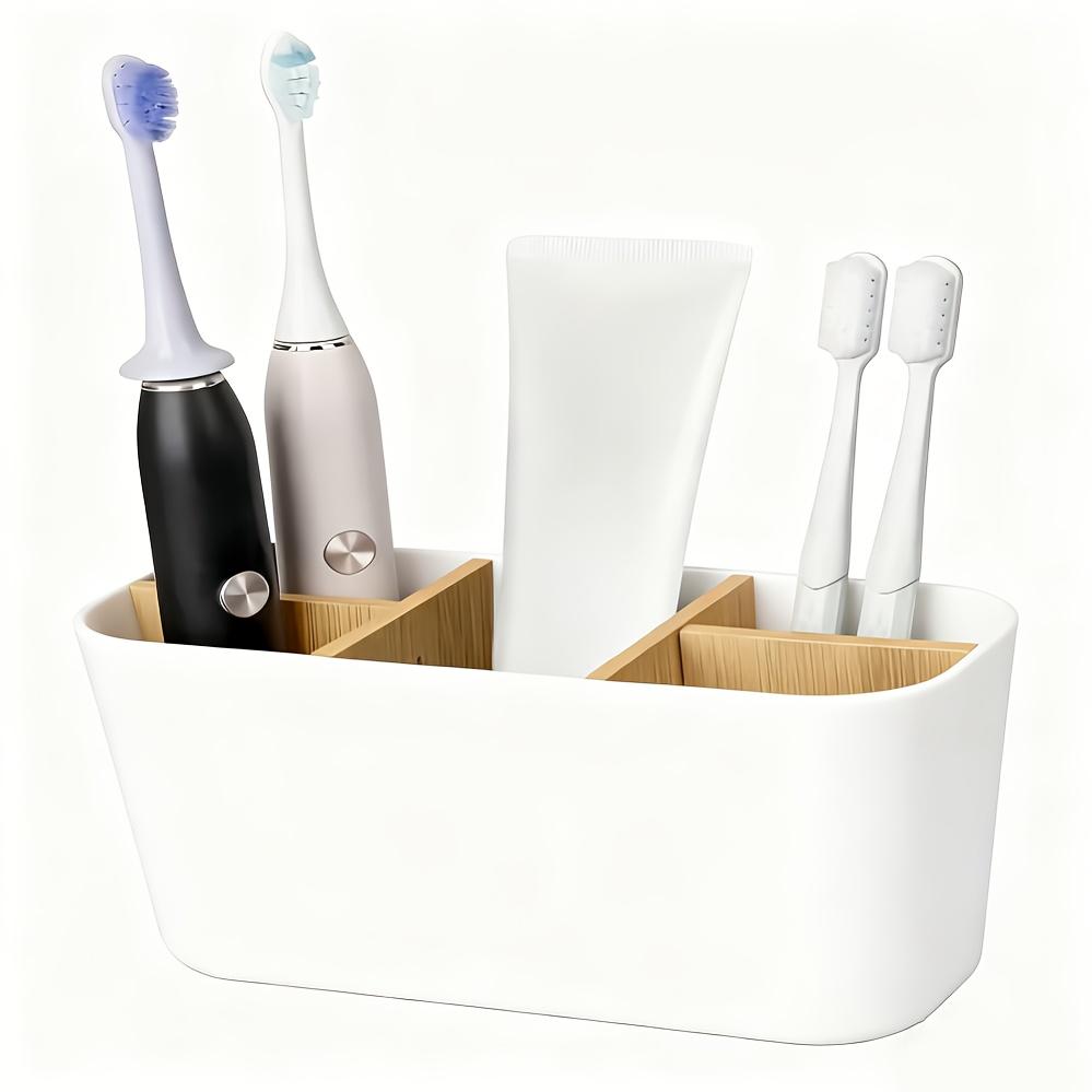 

Durable -Divided Toothbrush Holder | Freestanding Bathroom Storage Box for Electric Toothbrushes, Toothpaste, Shavers | Suitable for Cosmetics 1PC-White