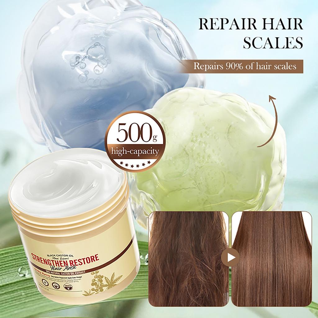 Mască de păr cu ulei de ricin negru, hrănitoare, moale și balsam