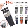 Tazza da Auto Portatile da 30 oz ad Alta Capacità, Tazza Termica in Acciaio Inossidabile con Cannuccia e Manico, Borraccia da Viaggio Sportiva, Termos