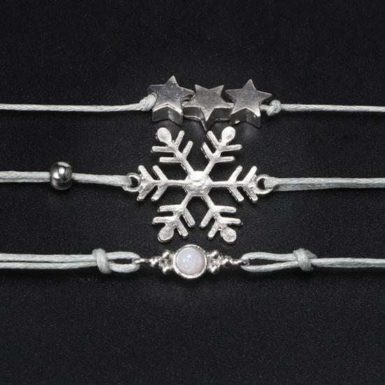 5Pcs/Set Fashion Women Snowflake Moon Star Alloy Bracelet Bangle Jewelry Gift