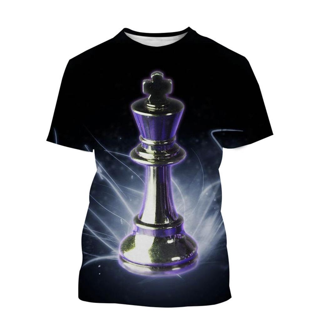 Newest Chess Game 3D Printing T Shirt Checkerboard Style Men's and Women's Casual Short-Sleeved T-Shirts