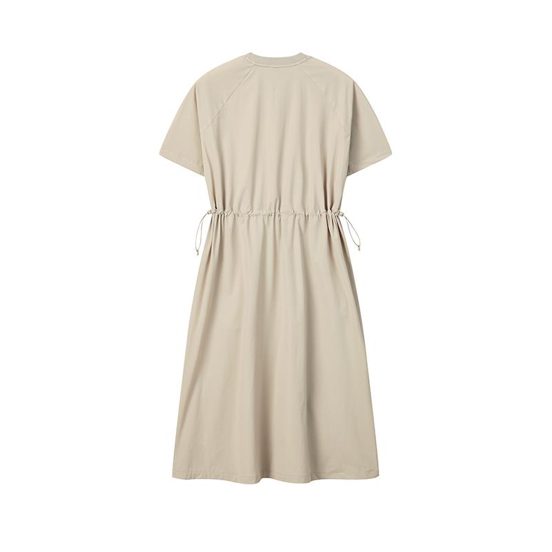 FILA Original Fashion Simple Retro Casual Versatile Comfortable Loose Lightweight Outdoor Woven Short Sleeve Dress Women dresses F51W629310FDK