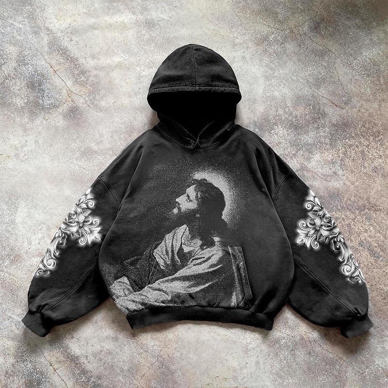 BeatStreet Amerikanische High Street Mode Kleidung Street Hip-hop Lässiger Hoodie Damen und Herren Y2K Harajuku Retro Letter Sweatshirt