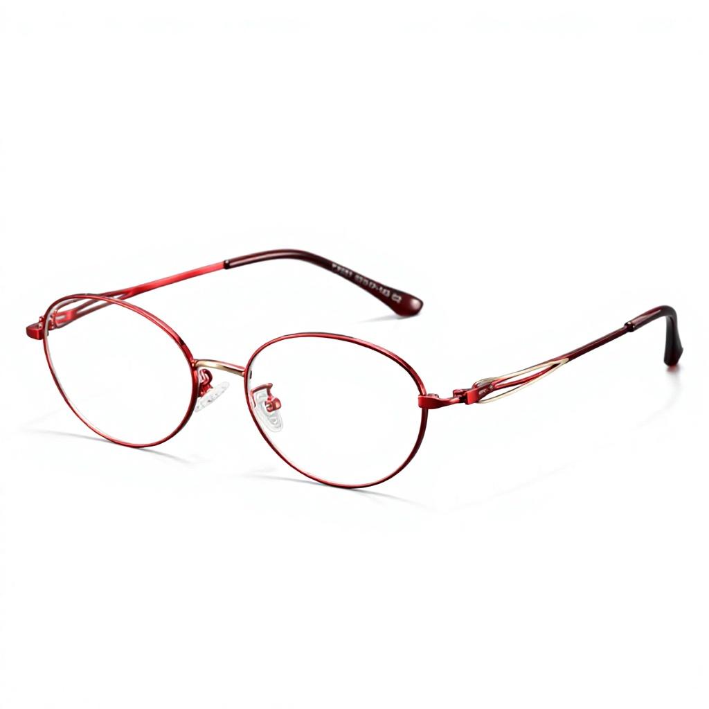 New Women Metallic Myopia Glasses High-fashion Ultra-light Full Frame Oval Design UV400 Protection Blue-light-blocking Natural