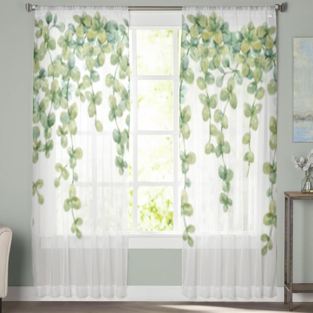 Acuarelă, flori exotice din junglă, draperii transparente pentru fereastră din sufragerie, voilă transparentă, perdea din tul, draperii pentru dormitor, decorațiuni pentru interior